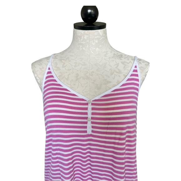 Aerie NEW Pajama Henley Tank Top Pink & White Stripes Racerback Size Large - Picture 7 of 15